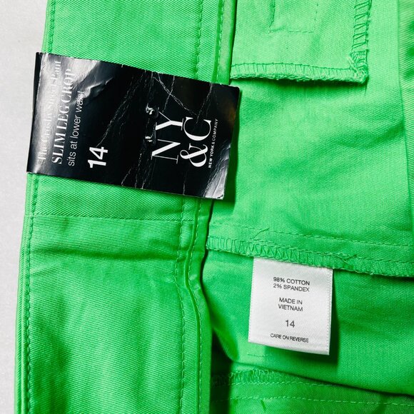 NWT New York & Co. Womens Green The Cros By Street Slim Leg Crop Pants Size 14 - Picture 6 of 9